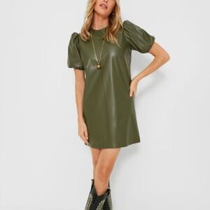 Tuckernuck Hyacinth House Green Faux Leather McShea Mini Dress